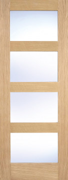 Image of SHAKER 4L Clear GLAZED Unfinished Oak Door