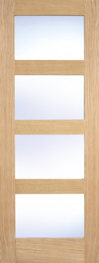 SHAKER 4L Clear GLAZED Unfinished Oak Door image