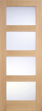 Image of SHAKER 4L Frosted GLAZED Unfinished Oak Door