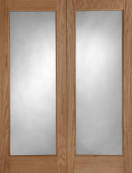 PATTERN 20 CLEAR GLAZED REBATED PAIR OAK EXTERNAL DOOR