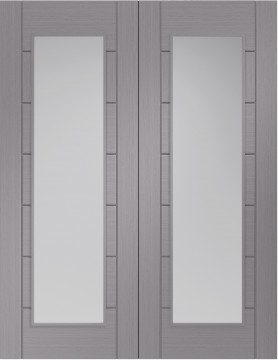 Image of Palermo Glazed Light Grey Door Pair