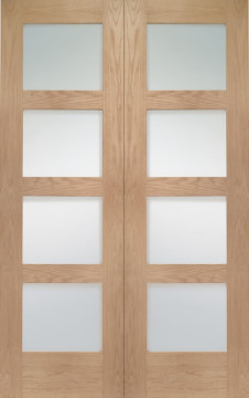 Image of Shaker Contemporary 4 Oak Interior Door Pair