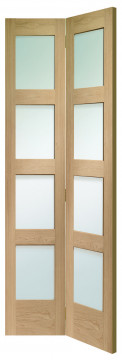 Image of Shaker 4 Glazed Bi-Folding Oak Doors