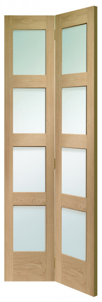 Shaker 4 Glazed Bi-Folding Oak Doors image