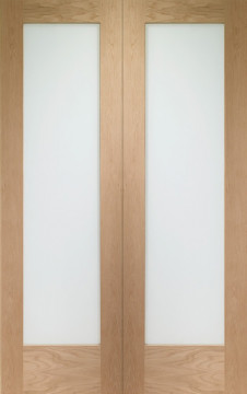 Image of PATTERN 20 Clear GLAZED Unfinished Oak Interior Door Pair