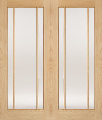 LINCOLN Clear Glazed Pairs Unfinished Oak Interior Door  image