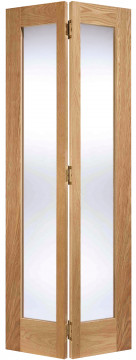 Image of P10 Glazed Clear Glass BI-Folding Oak Doors