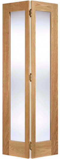 P10 Glazed Clear Glass BI-Folding Oak Doors image