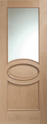 CALABRIA WITH CLEAR BEVELLED GLASS AND  RAISED MOULDINGS UNFINISHED OAK