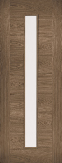 Sofia 1L Glazed Grooved Walnut Door image